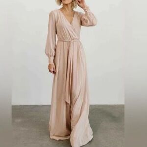 Baltic Born | Lydia Maxi Dress - Blush Pink Nude Long-Sleeve | Women’s Size XL
